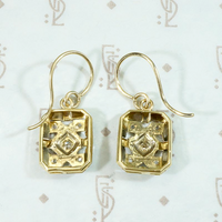 Engraved Platinum & Gold Deco Diamond Earrings