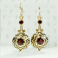 Wonderful 18k Gold & Garnet Victorian Earrings