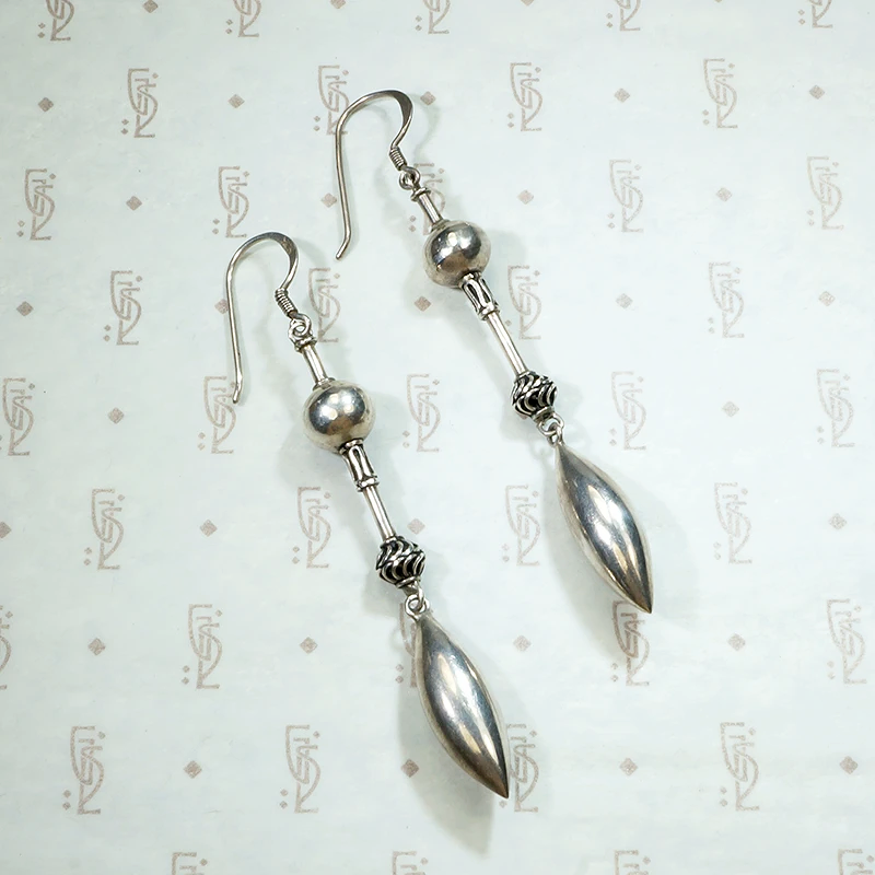 Dramatic Dangle Sterling Silver Bead Earrings