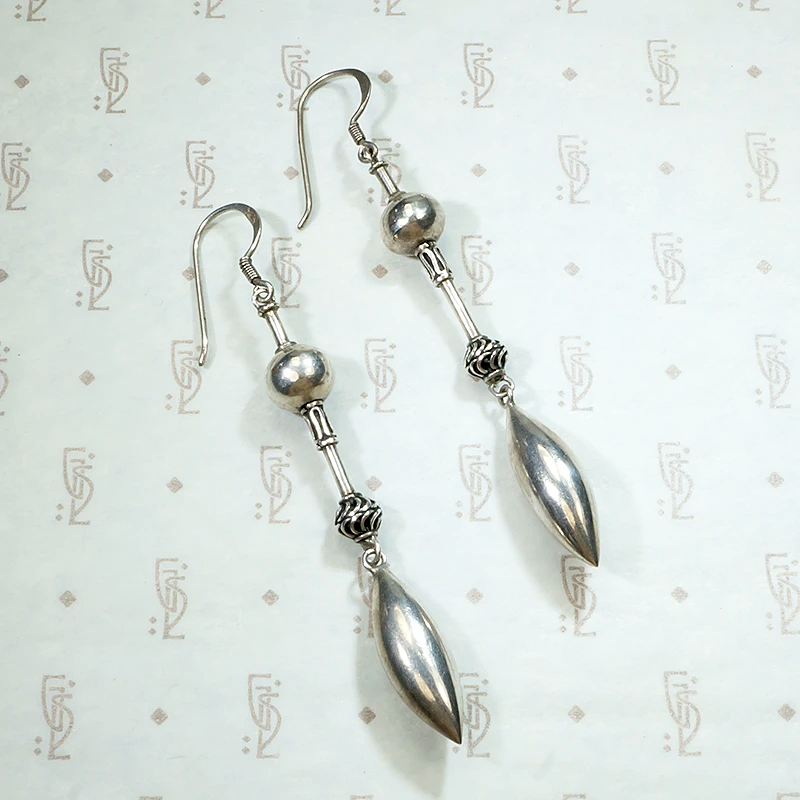 Dramatic Dangle Sterling Silver Bead Earrings