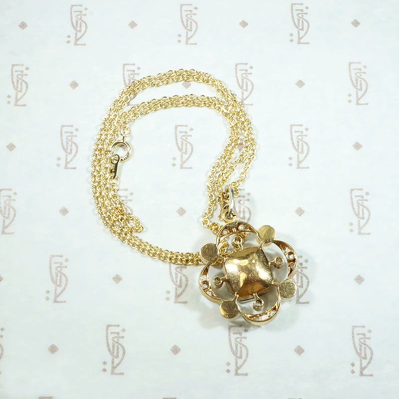 Dreamy Aquamarine, Diamond & Pearl Quatrefoil Pendant