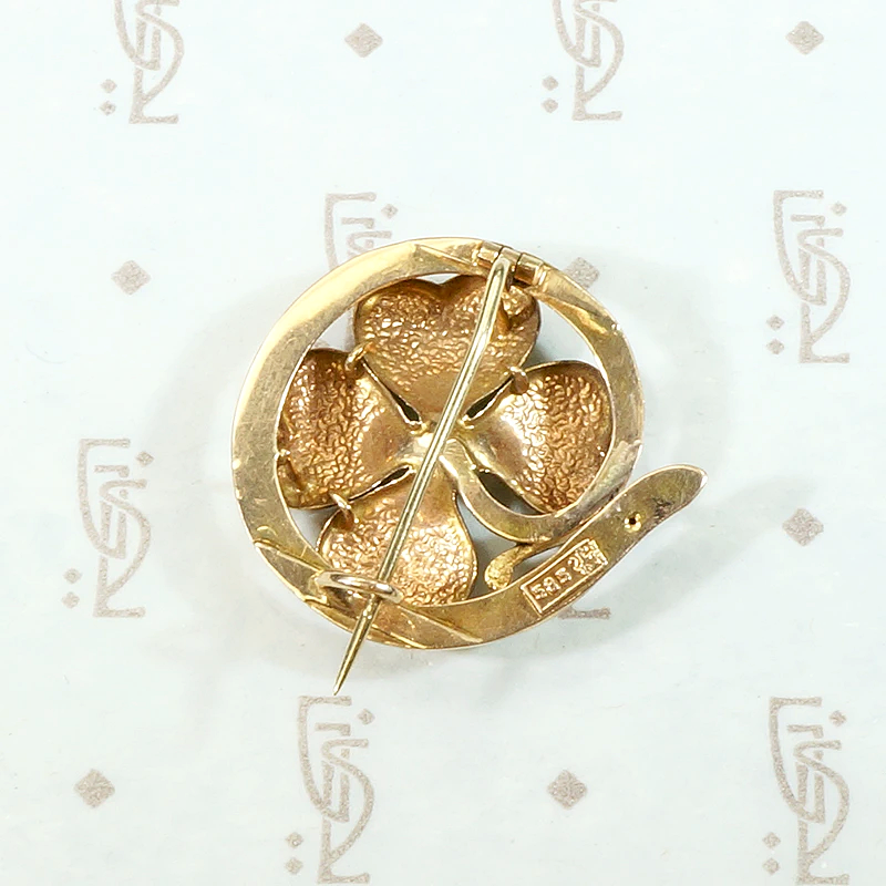 Lovely Lucky Four-Leaf Clover Rose Gold Brooch 