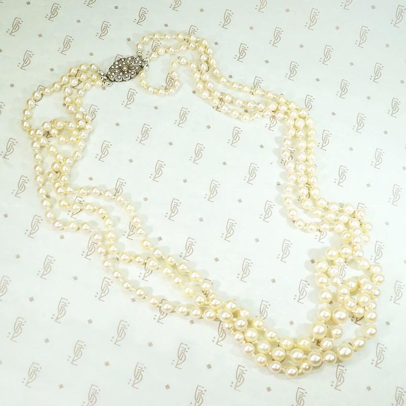 Three-Strand Pearl Necklace with Gorgeous Silver Clasp
