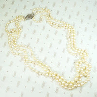 Three-Strand Pearl Necklace with Gorgeous Silver Clasp
