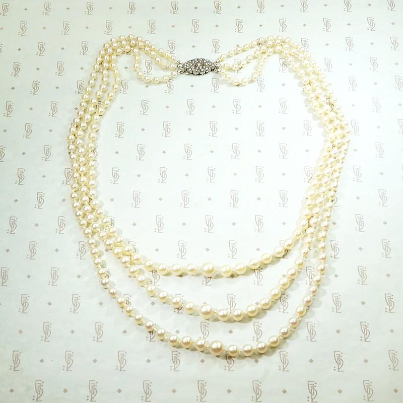 Three-Strand Pearl Necklace with Gorgeous Silver Clasp
