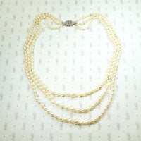 Three-Strand Pearl Necklace with Gorgeous Silver Clasp