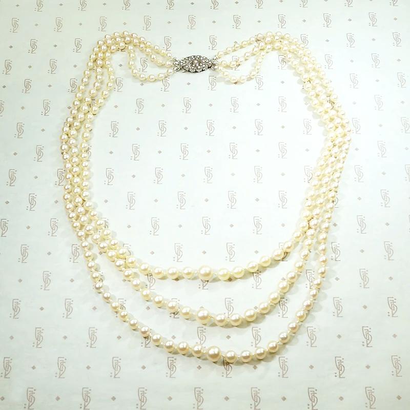 Three-Strand Pearl Necklace with Gorgeous Silver Clasp