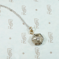 Hexagon Two Tone Diamond Set Deco Pendant