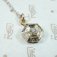 Hexagon Two Tone Diamond Set Deco Pendant