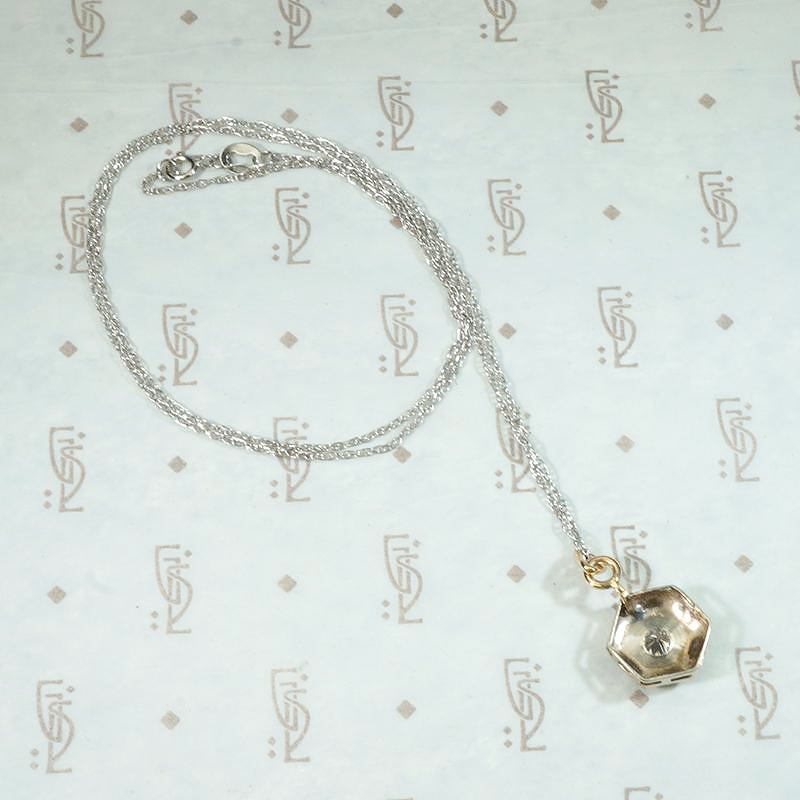 Hexagon Two Tone Diamond Set Deco Pendant