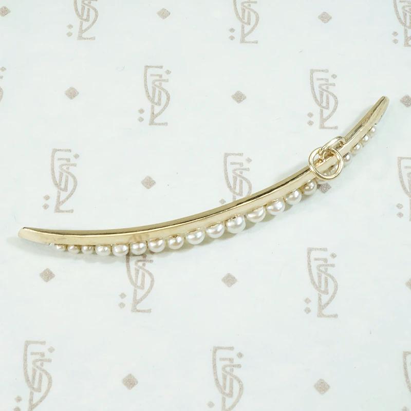 Lovely Pearl-Set Gold Crescent Pendant