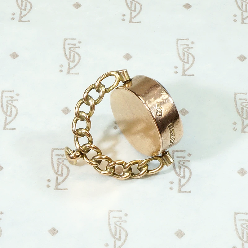 English Agate Swivel Fob in Rosy Gold