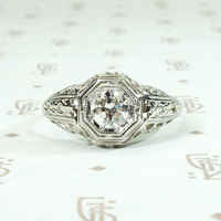 Romantic Engraved Filigree Diamond Solitaire RingRomantic Engraved Filigree Diamond Solitaire Ring