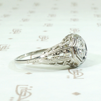 Romantic Engraved Filigree Diamond Solitaire Ring