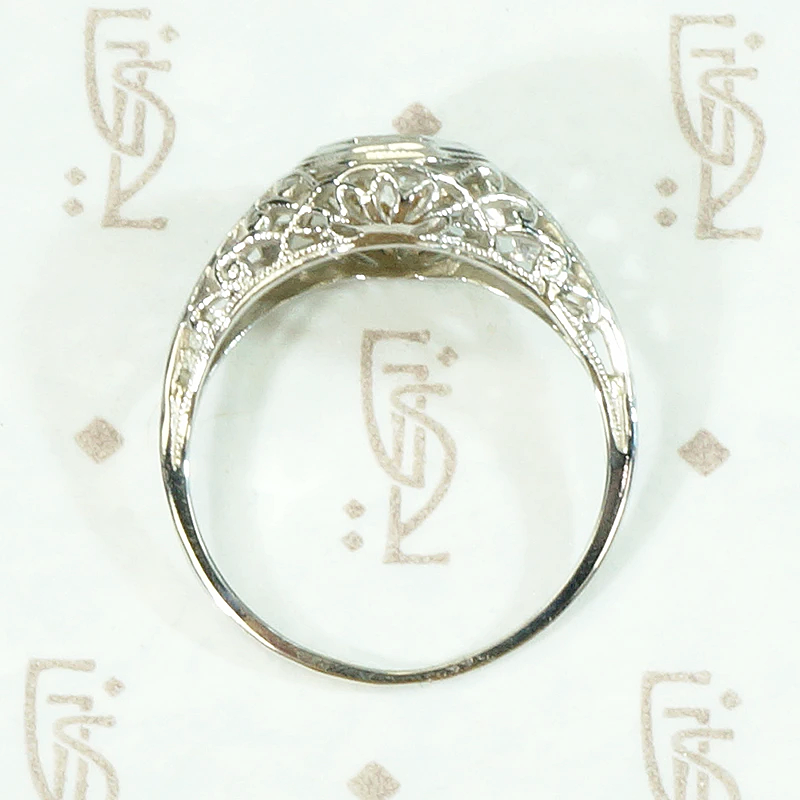 Romantic Engraved Filigree Diamond Solitaire Ring