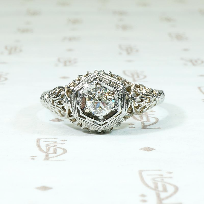 Dreamy Deco Diamond Solitaire Engagement Ring
