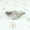 Engraved White Gold Deco Diamond Engagement Ring