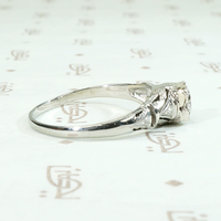 Engraved White Gold Deco Diamond Engagement Ring