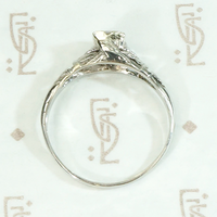 Engraved White Gold Deco Diamond Engagement Ring