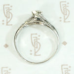 Engraved White Gold Deco Diamond Engagement Ring