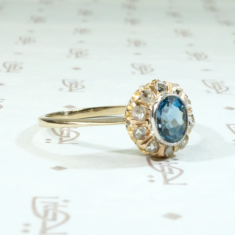 Dreamy Edwardian Aquamarine Halo Ring