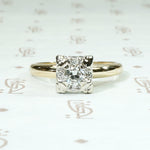 Vintage Diamond Cluster Two Tone Engagement Ring