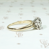 Vintage Diamond Cluster Two Tone Engagement Ring