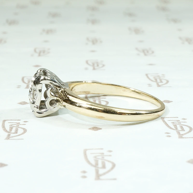 Vintage Diamond Cluster Two Tone Engagement Ring