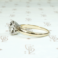 Vintage Diamond Cluster Two Tone Engagement Ring