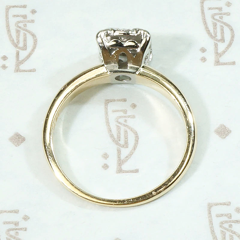 Vintage Diamond Cluster Two Tone Engagement Ring