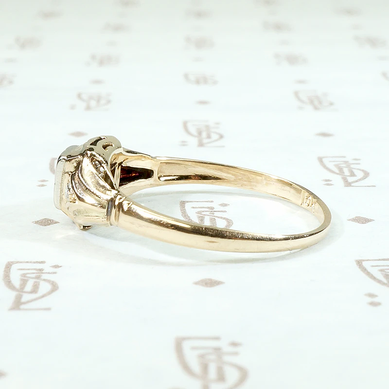 Gold & Diamond 1930s Engagement Ring with Hearts