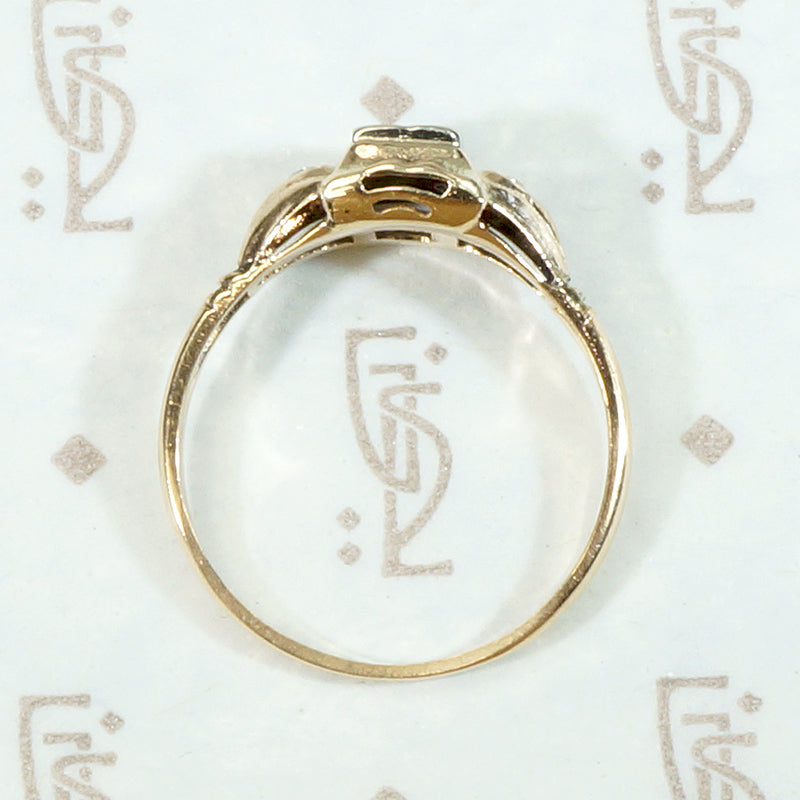Gold & Diamond 1930s Engagement Ring with Hearts