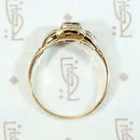 Gold & Diamond 1930s Engagement Ring with Hearts
