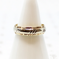 Romantic Ruffled Two Tone Gold Wedding Band