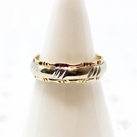 Romantic Ruffled Two Tone Gold Wedding Band
