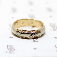 Romantic Ruffled Two Tone Gold Wedding Band