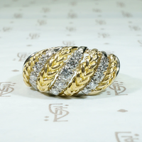 Jaunty Striped Band in Gold, Platinum & Diamonds