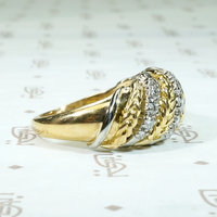 Jaunty Striped Band in Gold, Platinum & Diamonds