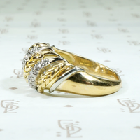 Jaunty Striped Band in Gold, Platinum & Diamonds