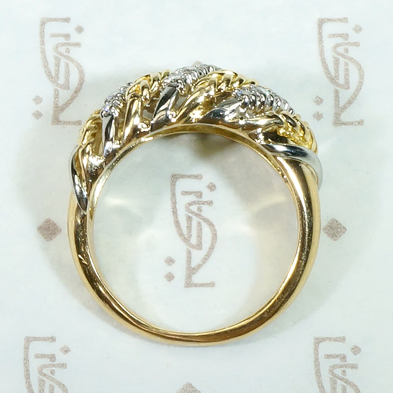Jaunty Striped Band in Gold, Platinum & Diamonds
