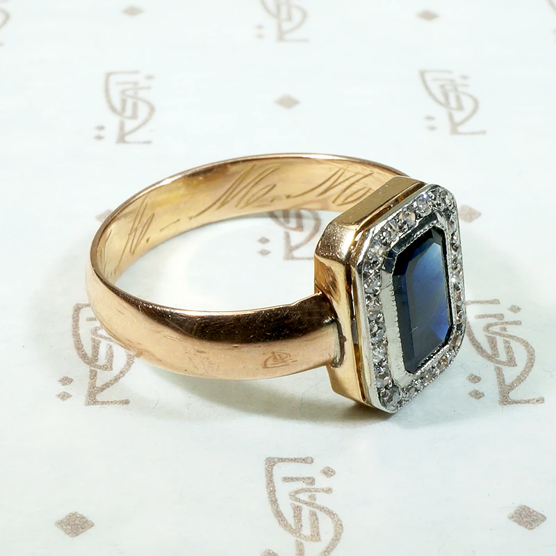 Inky Blue Sapphire & Diamond Halo Engagement Ring