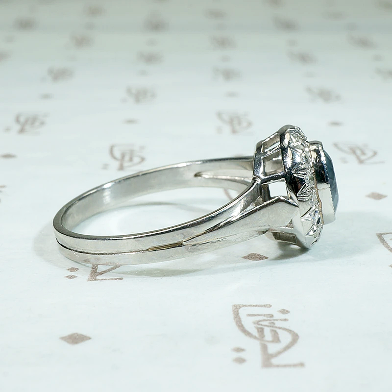 Icy Elegance Aquamarine Halo Ring in Platinum