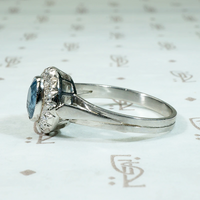 Icy Elegance Aquamarine Halo Ring in Platinum