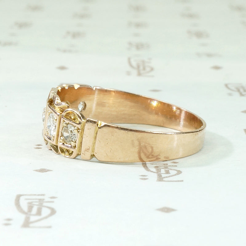 Decorative Diamond & 9ct English Gold Band
