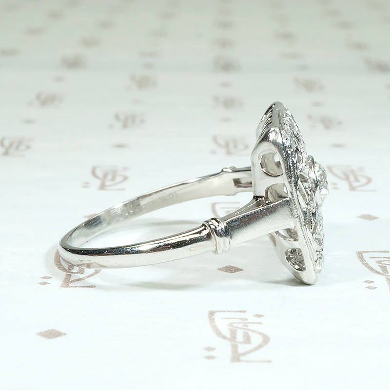 Spiderwebbed Square Thirteen Diamond Art Deco Ring