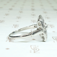 Spiderwebbed Square Thirteen Diamond Art Deco Ring