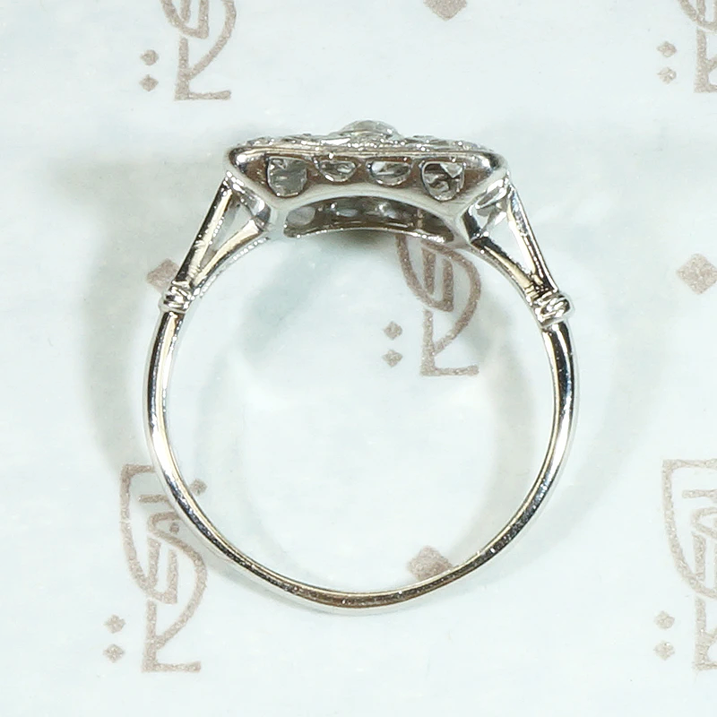 Spiderwebbed Square Thirteen Diamond Art Deco Ring