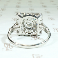 Spiderwebbed Square Thirteen Diamond Art Deco Ring