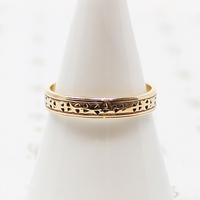 Cuneiform-Like Sculpted Gold Wedding Band