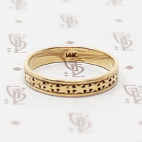 Cuneiform-Like Sculpted Gold Wedding Band
